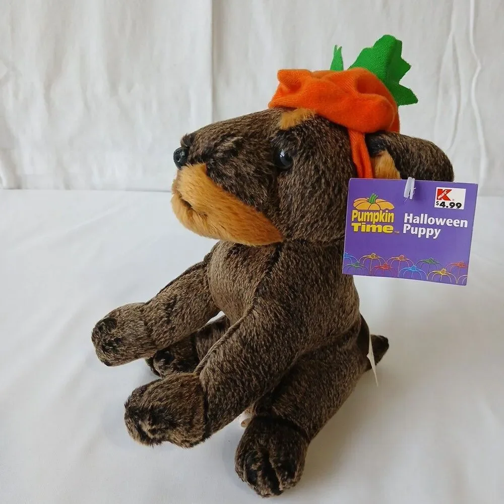 Dan Dee Pumpkin Time Halloween Puppy W/ Pumpkin Hat Plush 7